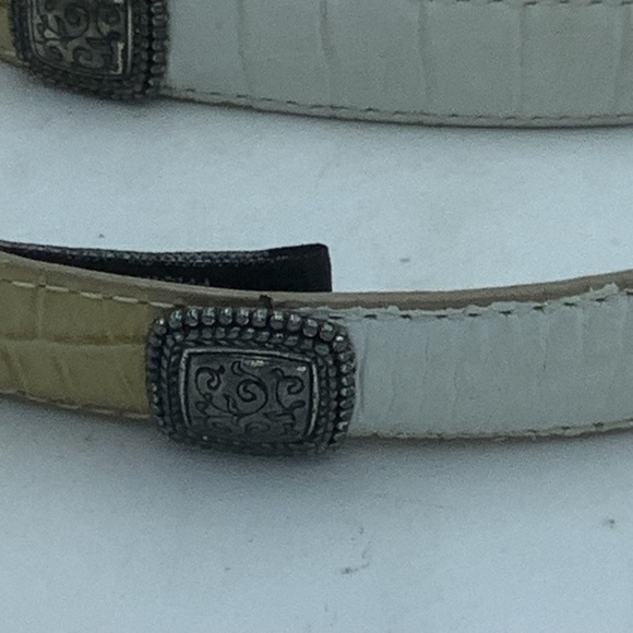 Brighton Reptile Look Tan/White Belt with Silver Buckle and Embellishments - Picture 3 of 9